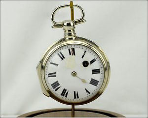 RARE ANTIQUE 1790's DE BELLE PARIS FRENCH VERGE FUSEE POCKET WATCH, 109g. AS IS