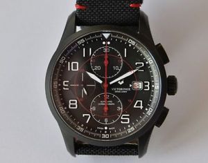Victorinox Airboss Black Edition Automatic Chronograph Black Dial Black Nylon