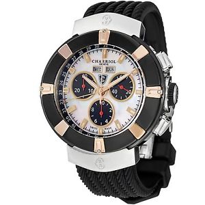 Charriol Mens Celtica Mother of Pearl Dial Black Rubber Strap Watch C44P.173.003