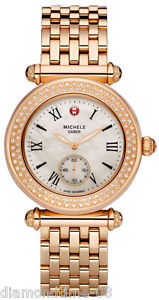 NEW AUTHENTIC MICHELE CABER ROSE GOLD-TONE DIAMOND WOMEN'S WATCH MWW16A000044