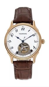 Tourneau 18kt rose Gold Automatic ETA Swiss Made Men's Watch Skeleton Open Heart