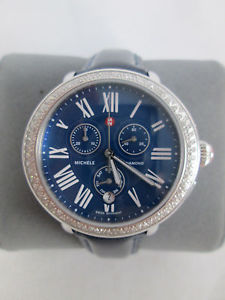 NEW Michele Large Serein 18 Diamond Blue MOP Stainless Steel Watch MWW21A000048