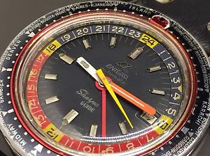 enicar sherpa guide GMT vintage diver watch 1969 super compressor oversize 43mm