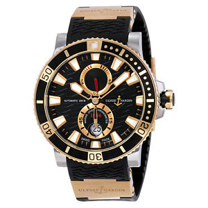 Ulysse Nardin Maxi Marine Diver Black Dial 18K Rose Gold Mens Watch 265-90-3-92