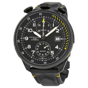 Hamilton Khaki Aviation Takeoff Automatic Black Leather Mens Watch H76786733