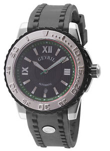 Gevril Men's 3111 Seacloud Automatic Black Dial Black Rubber Date Wristwatch