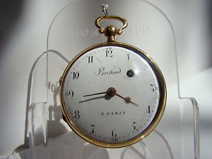 ANTIQUE GILT VERGE Fusee Pocket Watch by BERTHOUD A PARIS c 1780