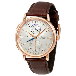 A. Lange and Sohne Saxonia Automatic Dual Time Silver Dial Mens Watch 386.032