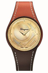 Ferragamo Women's FID060015 GANCINO CHIC Diamonds Brown Leather Wristwatch