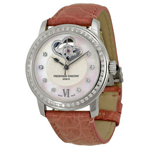 Frederique Constant White Mother of Pearl Leather Ladies Watch FC-310DHB2PD6