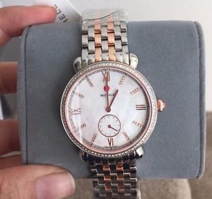 $2200 NWT MICHELE Gracile Two Tone Rose Gold Diamond Watch MWW26A000005