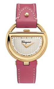 Ferragamo Women's FG5050014 BUCKLE Diamond Gold IP Pink Leather Wristwatch