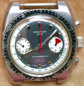 VINTAGE MANS CROTON 1878 CHRONOGRAPH WRIST WATCH RUNS A1 EX-ORIGINAL CONDITION