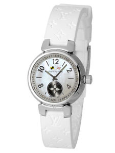 Pre-owned Louis Vuitton Q12M0 Tambour Lovely Cup 12P SS Rubber Ladies Watch,AS