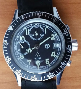 Vintage Ollech & Wajs V7765 Chronograph British Military Watch Mint Condition