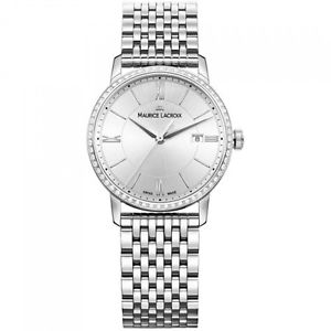 NEW Maurice Lacroix Eliros Silver Date Ladies Diamonds Watch EL1094-SD502-110-1
