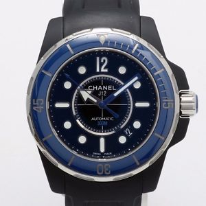 AT AUTHENTIC CHANEL MEN'S WATCH J12 MARINE 38 H2561 BLACK USED