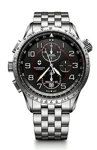 NEW VICTORINOX SWISS ARMY AIRBOSS AUTOMATIC CHRONO BLACK DIAL 241722
