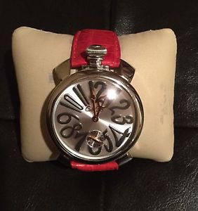 GaGa MILANO MANUALE 48mm SS/RED LEATHER BAND