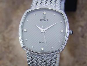 Cyma Swiss Diamond Unisex 1980s Quartz Luxury Stainless 30mm Dress Watch Y71