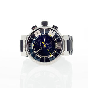 Authentic Louis Vuitton Tambour Black Q118F Chrono Quartz Original Rubber Band