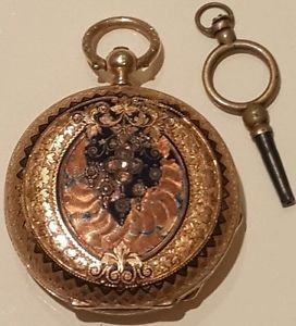 AMAZING Ca 1850 Full Hunter Enamel 18K GOLD "OTHENIN" pocket watch