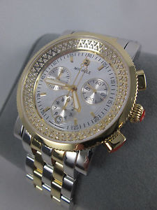 NEW Michele Two Tone High Shine Diamond Sport Sail Watch MWW01C000132 NIB Box