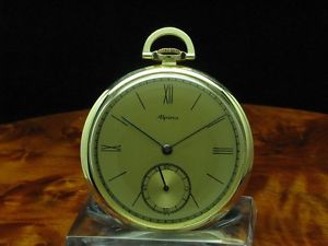 ALPINA 14kt 585 GOLD OPEN FACE ANHÄNGEUHR / TASCHENUHR