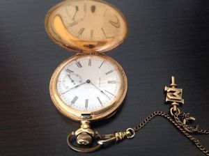 14k solid gold waltham pocket watch hunter case