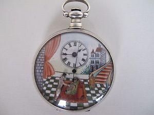 5H1120 Rare Juvet erotic motiv silver pocket watch for chinese market有喴大八件古董怀表