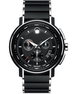 Movado Strato Black Dial Chronograph Men's Stainless Steel Watch