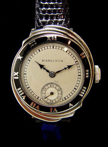 1929 Hamilton SPUR 14k White Gold 979 19J Art Deco Wristwatch Rare MINTY IN BOX