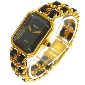 Authentic CHANEL Vintage Premiere Wristwatch Gold Quartz Swiss Made #M G02584