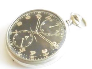 A. LUNSER BERLIN WWII GERMAN CHRONOGRAPH WITH RARE EMBLEM MINT ORIGNAL DIAL!