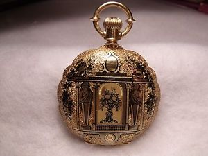 RICHLY ENGRAVED & EMBOSSED 18K AMERICAN WATCH CO. HUNTER CASE POCKETWATCH 1877