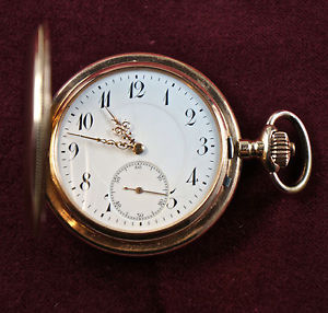 Union Glocke 14c Rotgold Herren Taschenuhr, Sprungdeckel, gefertigt um 1900.(U1)