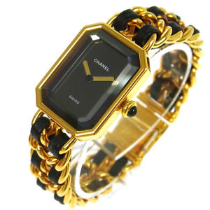 Authentic CHANEL Vintage Premiere Wristwatch Gold Quartz Swiss Made #M G02582