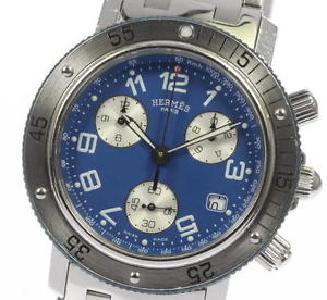 Pre-Owned HERMES Clipper Diver Quartz Navy Blue Dial Women's Watch CL2.917, ML