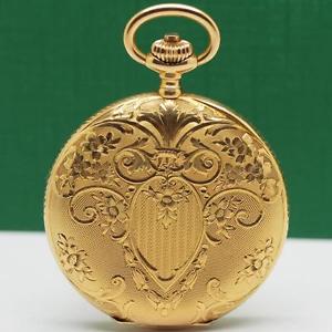 ART NOUVEAU ULYSSE NARDIN 18K SOLID GOLD ENAMEL DIAL FLORAL CASE POCKET WATCH