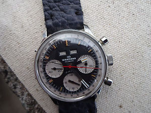 Vintage Wakmann Steel Chronograph Triple Date 1309 Valjoux 723 Wristwatch