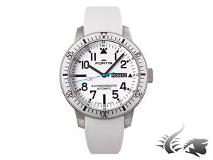 Fortis Diver White Automatic Watch, ETA 2836-2, White, SIlicon strap