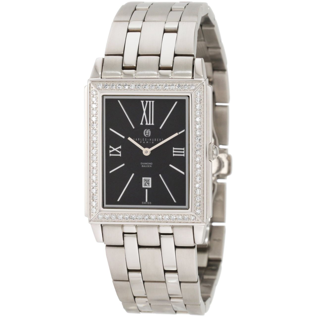 18313-B Charles Hubert, Paris Men's 18313 B Diamond Baleen Collection Stainless