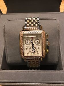 Michele Deco Diamond Chronograph Tri-Tone Women's Watch 120 Diamonds 0.66 CT TW
