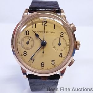 Brice Disque Abercrombie Fitch 14k Rose Gold Chronograph Hinged Vintage Watch