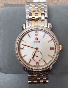 $2200 NWT MICHELE Gracile Two Tone Rose Gold Diamond Watch MWW26A000003