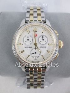 NEW Michele Two Tone Gold Silver Diamond JW2 Jetway Watch MWW23A000002 NIB
