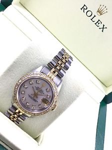Ladie's Oyster Perpetual Datejust 2 Tone Diamond Bezel Watch