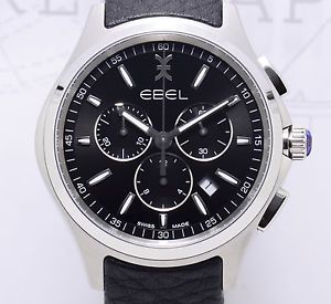 Ebel Wave Gent Chronograph 42mm Leather black dial NEU Klassiker