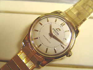 Vintage 18kt. Enicar Automatic Chronometer, Swiss Made GF bracelet 1950s