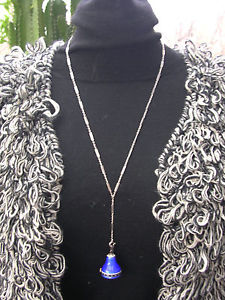 EXQUISITE ANTIQUE 14K WHITE GOLD IOCO ENAMEL ONYX PENDANT WATCH CHAIN NECKLACE